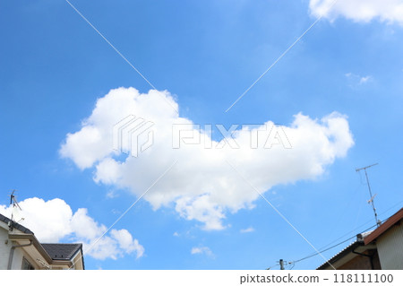 Suspicious cumulonimbus clouds floating in the blue sky. Beware of heavy showers and sudden downpours. Suspicious cumulonimbus clouds floating in the blue sky. Beware of heavy showers and sudden downpours. 118111100