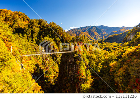 栃木縣日光市瀨戶五峽的紅葉景色 118111220