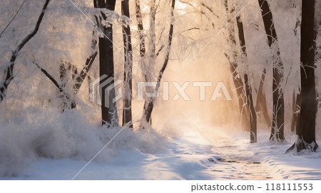 beautiful winter landscape, tree branches in snow covered forest, bright sunlight and beautiful nature beautiful winter landscape, tree branches in snow covered forest, bright sunlight and beautiful nature 118111553