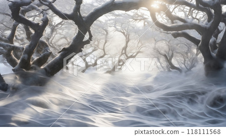 beautiful winter landscape, tree branches in snow covered forest, bright sunlight and beautiful nature beautiful winter landscape, tree branches in snow covered forest, bright sunlight and beautiful nature 118111568