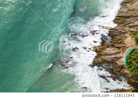 High angle view Beautiful Seashore in summer high season at Phuket island Thailand High angle view Beautiful Seashore in summer high season at Phuket island Thailand 118111845