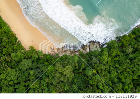 High angle view Beautiful Seashore in summer high season at Phuket island Thailand 118111929