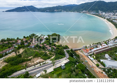 High angle view Beautiful Sea in summer high season at Phuket island Thailand High angle view Beautiful Sea in summer high season at Phuket island Thailand 118111958