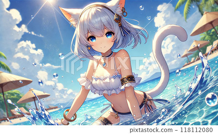 站在海浪中的貓耳少女 站在海浪中的貓耳少女 118112080