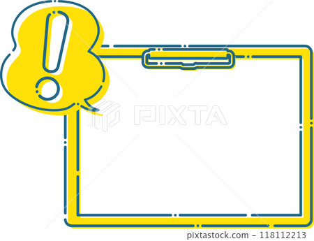 Blue dashed simple exclamation bubble and binder frame Blue dashed simple exclamation bubble and binder frame 118112213