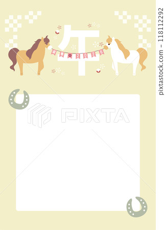 2026年馬年馬插畫新年賀卡明信片素材 118112292