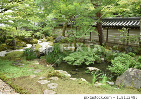 永觀堂禪林寺釋迦堂南庭，夏季有藍色楓葉 118112483