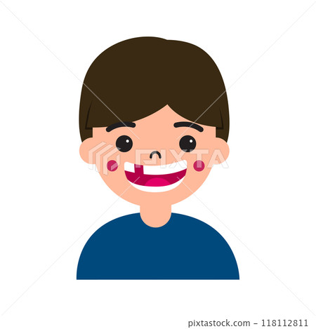 Kid or boy smiling with broken tooth. Dental concept for illustration and element Kid or boy smiling with broken tooth. Dental concept for illustration and element 118112811