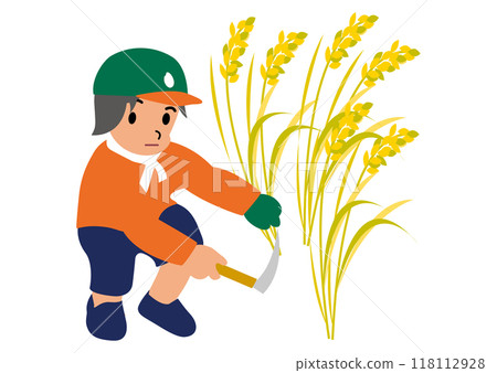 Illustration of cute children experiencing rice harvesting 01 Illustration of cute children experiencing rice harvesting 01 118112928