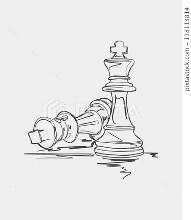 Chess king standing over fallen opponent Chess king standing over fallen opponent 118113814