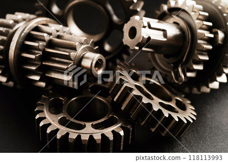 Metal gear wheel engine car and bike, mechanic industry concept. 118113993