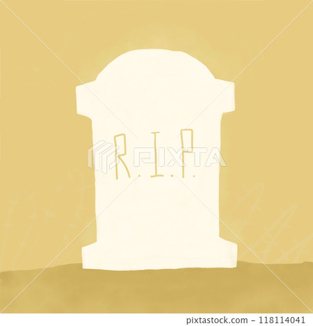RIP gravestone for Halloween on yellow background,Dead people concept 118114041