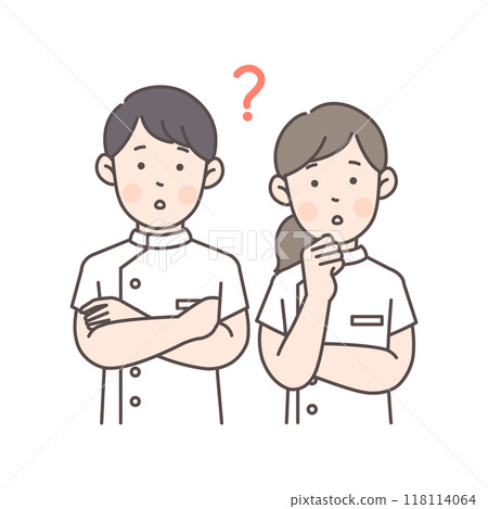 一位憂心忡忡的護士上半身的插圖 118114064