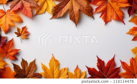 秋天的彩色葉子框架 秋天的彩色葉子框架 118114478