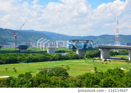 橋樑施工現場 新名神高速公路淀川大橋 118114687