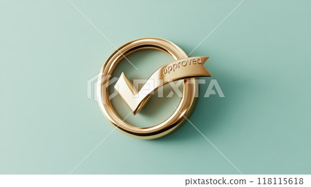 Sleek Gold Check Mark with Approved Badge like Emblem Sleek Gold Check Mark with Approved Badge like Emblem 118115618