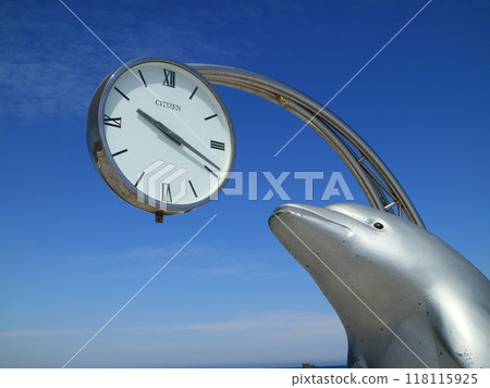 Dolphin statue at Cape Noshappu Fishing Port Park in Wakkanai 118115925