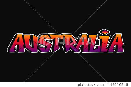 Australia - single word, letters graffiti style. Vector hand drawn logo. Funny cool trippy word Australia, fashion, graffiti style print t-shirt, poster concept 118116246