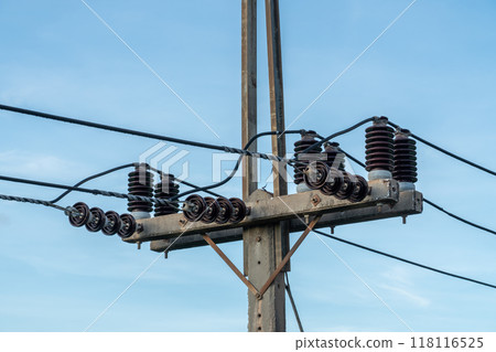 Electricity pole with transfer Electricity pole with transfer 118116525
