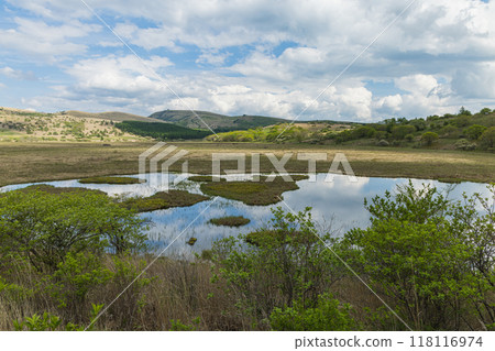 Yashimagahara Marshland in Kirigamine, central part of Yatsugatake Chushin Kogen Quasi-National Park, Suwa-gun, Nagano Prefecture, Japan Yashimagahara Marshland in Kirigamine, central part of Yatsugatake Chushin Kogen Quasi-National Park, Suwa-gun, Nagano Prefecture, Japan 118116974
