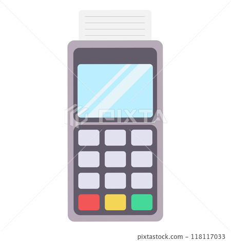 Bank terminal. Contactless payment. Vector illustration in flat style Bank terminal. Contactless payment. Vector illustration in flat style 118117033