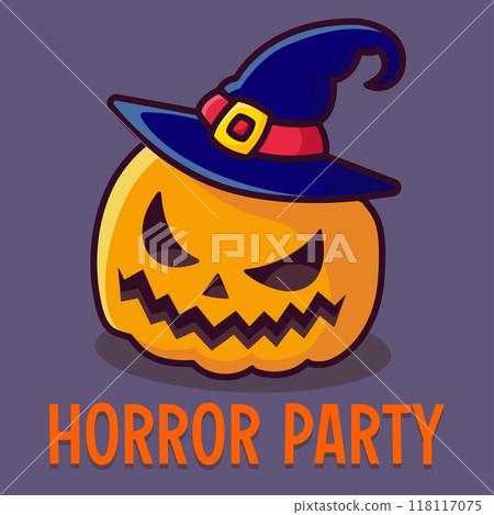 Pumpkin in a hat. Halloween design. Vector illustration Pumpkin in a hat. Halloween design. Vector illustration 118117075