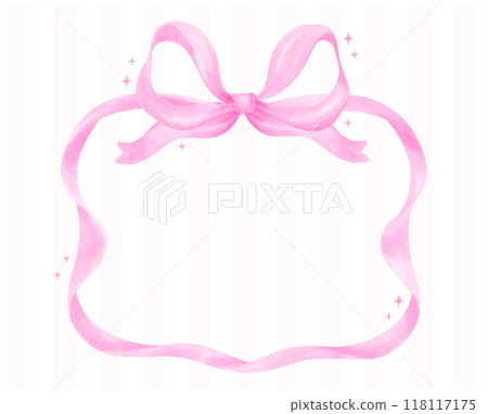 Coquette Pink Ribbon bow Horizontal Frame Watercolor Preppy Retro Grandmillennial style Coquette Pink Ribbon bow Horizontal Frame Watercolor Preppy Retro Grandmillennial style 118117175