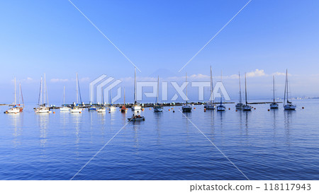 從西伊豆隔著駿河灣眺望夏日的富士山 從西伊豆隔著駿河灣眺望夏日的富士山 118117943