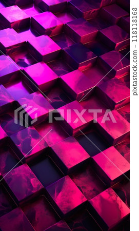 abstract cube shape background, mosaic tech structure pattern, geometric square texture illustration 118118168