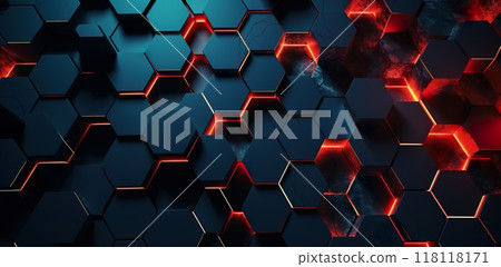 honeycomb hexagon 3d background, geometry texture pattern, futuristic geometric design 118118171
