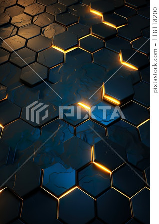 honeycomb hexagon 3d background, geometry texture pattern, futuristic geometric design 118118200