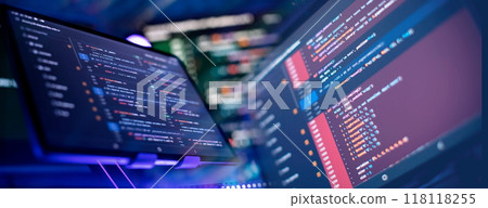 programming code on monitor 118118255