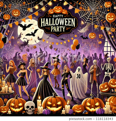 萬聖節海報插圖 118118343