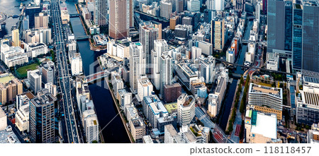 Aerial view of Minato, Tokyo, Japan Aerial view of Minato, Tokyo, Japan 118118457