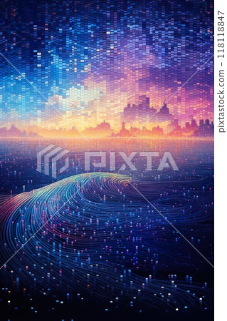 background with communication and technology pattern, futuristic texture with spectrum wave concept 118118847