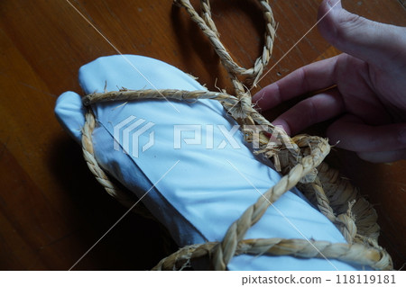 Wearing straw sandals 05 Wearing straw sandals 05 118119181