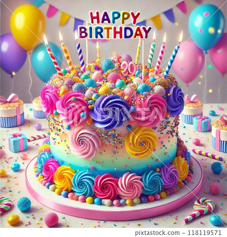 colorful birthday cake 118119571