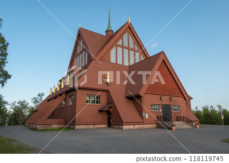The Church in Kiruna Norrbotten Sweden. This church is completely built of wood. The Church in Kiruna Norrbotten Sweden. This church is completely built of wood. 118119745