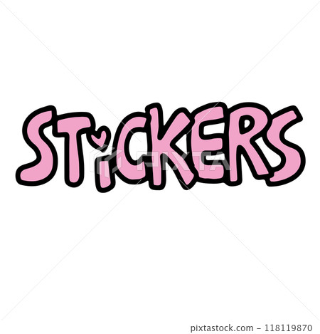 Hand drawn STICKERS letters in pink for font, typography, text, message, decoration, cute patches, shirt print, card, logo, sticker, icon, label, sign, symbol, social media, poster, leisure, hobby Hand drawn STICKERS letters in pink for font, typography, text, message, decoration, cute patches, shirt print, card, logo, sticker, icon, label, sign, symbol, social media, poster, leisure, hobby 118119870