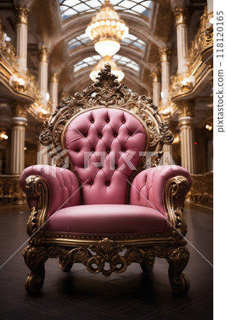 a luxurious vintage armchair in the interior of the palace 118120165