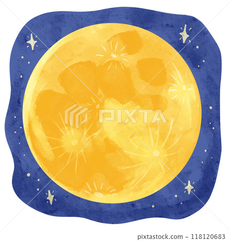 滿月與星空水彩風格手繪插畫 118120683