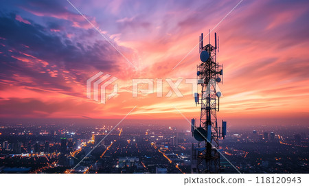 Antenna telecommunication tower station, internet online wireless network. Antenna telecommunication tower station, internet online wireless network. 118120943