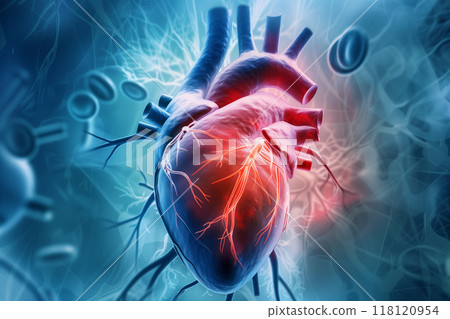 Human heart anatomy in blood system, Cardiovascular disease CDV. 118120954