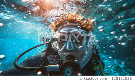 Underwater scuba diving selfie shot 118121028