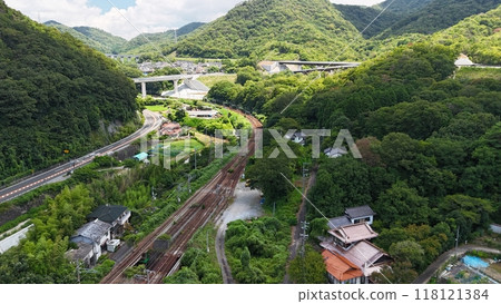 JR Sanyo Main Line_Seno-Yahotomatsu [Senohachi steep slope] Drone aerial photography SEH_No20 118121384