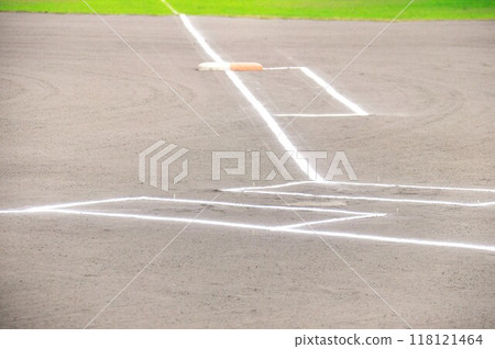 Softball ground and double base 118121464