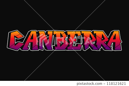 Canberra - single word, letters graffiti style. Vector hand drawn logo. Funny cool trippy word Canberra, fashion, graffiti style print t-shirt, poster concept 118121621