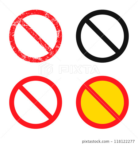 STOP no entry road sign icon shape set. Traffic Prohibition logo symbol. Vector illustration image. Isolated on white background. Not allowed direction sign. No trespassing. Do not enter. Grunge stamp STOP no entry road sign icon shape set. Traffic Prohibition logo symbol. Vector illustration image. Isolated on white background. Not allowed direction sign. No trespassing. Do not enter. Grunge stamp 118122277