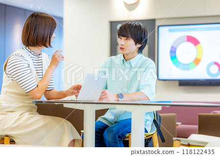 University students talking. Filming cooperation: Denpa Gakuen, Tokyo Electronics College. University students talking. Filming cooperation: Denpa Gakuen, Tokyo Electronics College. 118122435