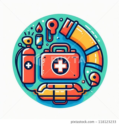 Colorful evacuation supplies illustration 118123233